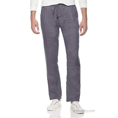 Isle Bay Linens Men's Linen Cotton Blend Lightweight Relaxed Fit Pant with Drawstring
