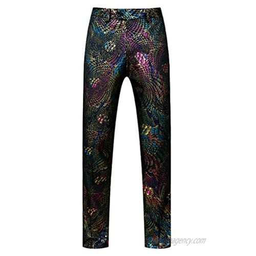 MOGU Mens Luxury Sequin Printed Pants-Unhemmed