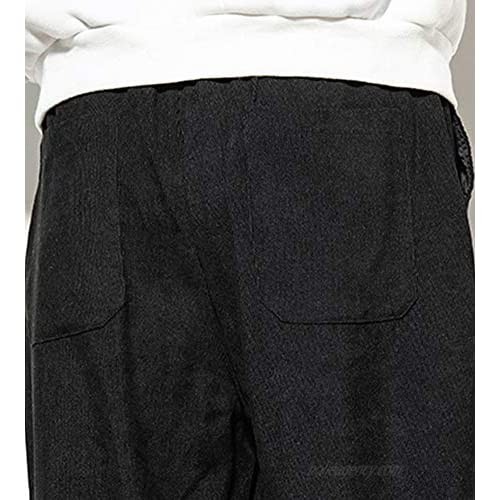 SCOFEEL Men's Corduroy Pants Stretch Trousers Loose Fit with Chinese Style Button