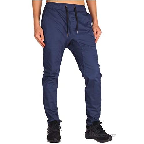 THE AWOKEN Men's Chino Pants Stretch Twill Jogger Without The Elastic Cuffs