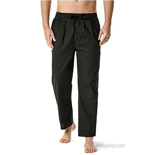 YuKaiChen Men's Cotton Linen Casual Pants Drawstring Lightweight Summer Yoga Trousers Pockets