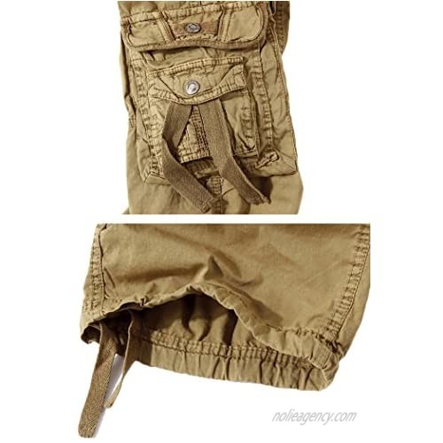 AbelWay Men's Summer Cotton Relaxed Fit Multi Pockets 3/4 Outdoor Wear Casual Twill Cargo Shorts