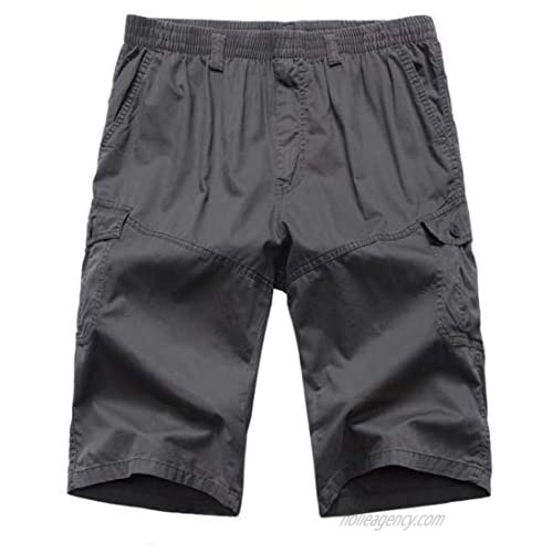 Amoystyle Men's Below Knee Loose Fit Long Cargo Shorts Size 32-42