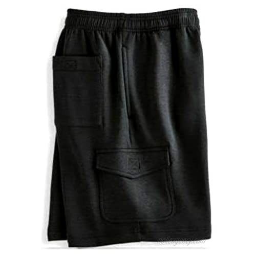 Big and Tall Beefy Fleece Cargo Shorts to 8X Big in Navy  Grey  and Black