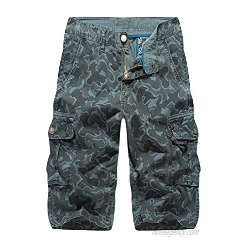 DGWZ Mens Cargo Shorts - Camo Cargo Shorts for Men Stretch Cotton Multi Pocket Shorts