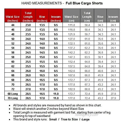 Full Blue Big Men's Cargo Shorts with Expandable Waist (Waist 48 Black)