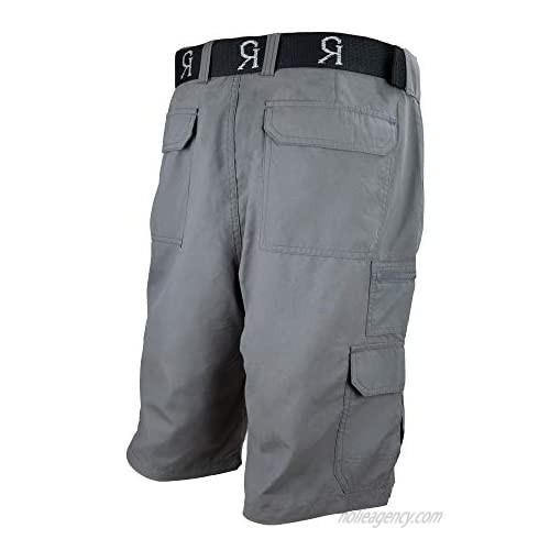 Gray Rivets Men's Athletic Performance Cargo Short with Belt