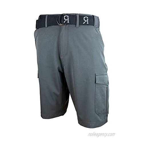Gray Rivets Men's Cargo Short with Belt (4 - Way Streach)