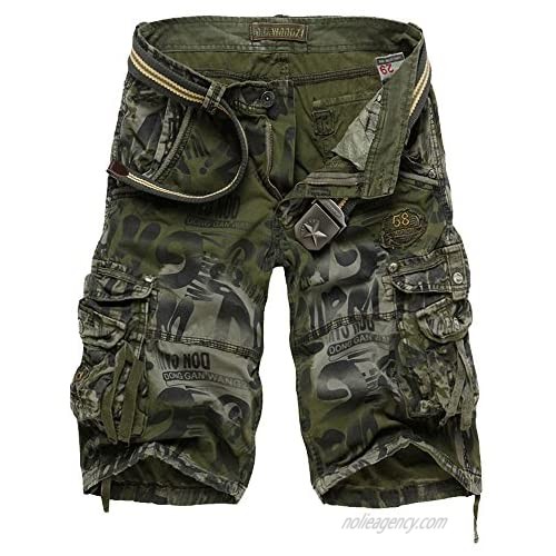LINGMIN Men's Causal Camoflage Cargo Shorts Multi Pocket Cotton Athletic Sports Wear