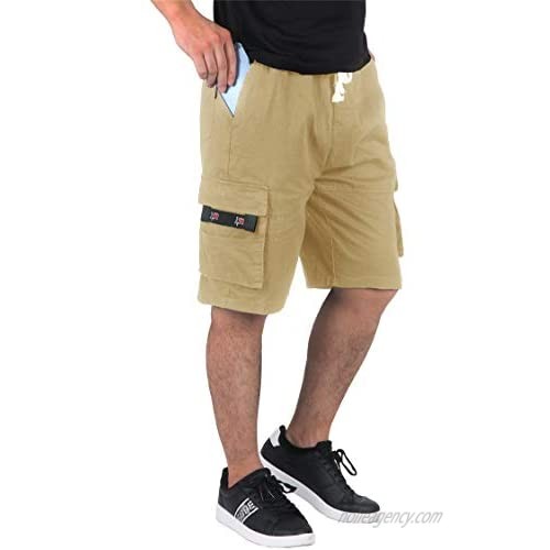 MAKEIIT Mens Cargo Shorts for Men Drawstring Shorts Men Casual Shorts Lounge Shorts Men