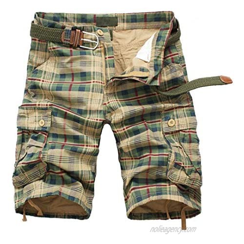 Men Plaid Beach Shorts Camo Camouflage Shorts Military Short Pants Bermuda Cargo Overalls JD04 Green 36