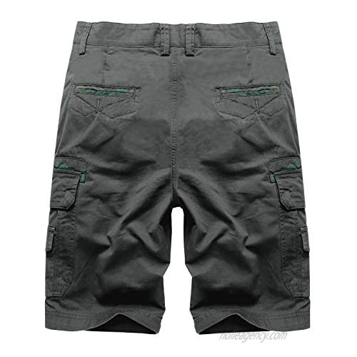 Men's Lightweight Multi Pocket Casual Cargo Shorts with No Belt 7.Army Green 30