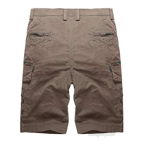Men's Lightweight Multi Pocket Casual Cargo Shorts with No Belt 7.Brown 31