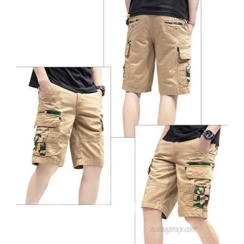 Men's Lightweight Multi Pocket Casual Cargo Shorts with No Belt 7.Brown 31
