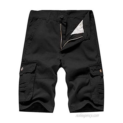 MODOQO Men's Cargo Work Casual Regular Fit Multi-Pocket Zipper Lightweight Shorts Pants