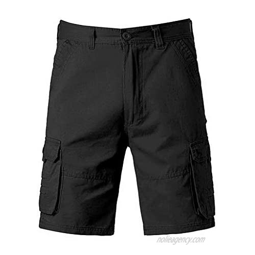 MODOQO Men's Cargo  Work Casual Regular Fit Multi-Pocket Zipper Lightweight Shorts Pants