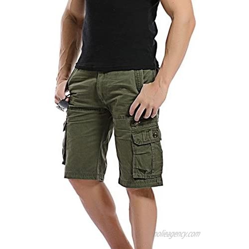 MODOQO Men's Cotton Cargo Shorts Relaxed Fit Multi-Pocket Cotton Outdoor Wear