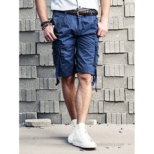 OCHENTA Men's Loose Fit Cargo Shorts with Multi Pockets #3233 Sapphire Blue 33