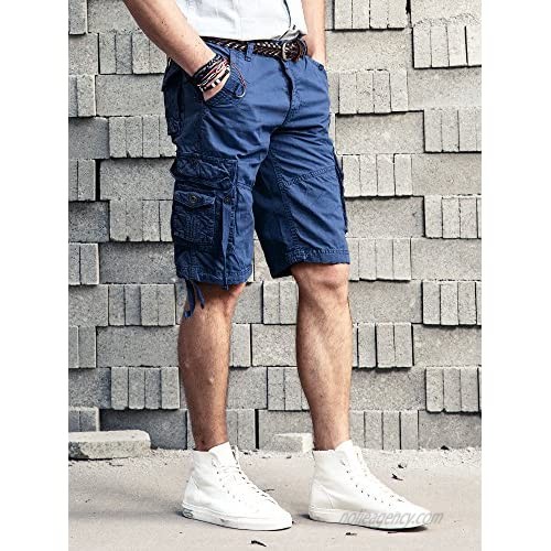 OCHENTA Men's Loose Fit Cargo Shorts with Multi Pockets #3233 Sapphire Blue 33