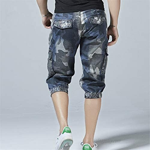 ONLYWOOD Men's Casual Washed Cargo Shorts Below Knee Capris Military Shorts