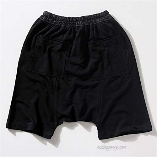OTFTHPCW Street Mens Hip Hop Jogger Shorts Drawstring Streetwear Male Drop Crotch Harem Short Pants Designer