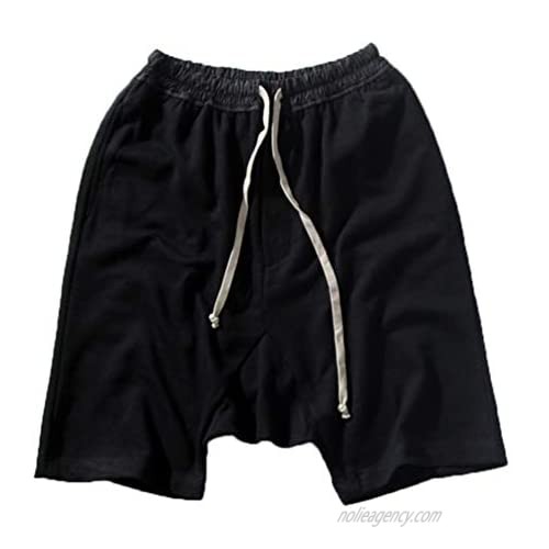 OTFTHPCW Street Mens Hip Hop Jogger Shorts Drawstring Streetwear Male Drop Crotch Harem Short Pants Designer