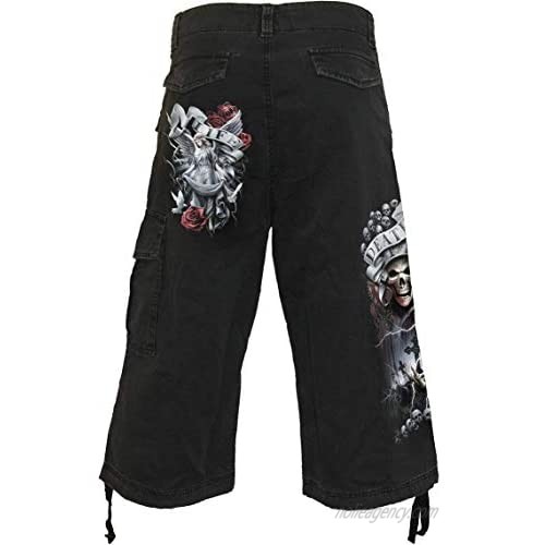 Spiral - Life and Death Cross - Vintage Cargo Shorts 3/4 Long Black