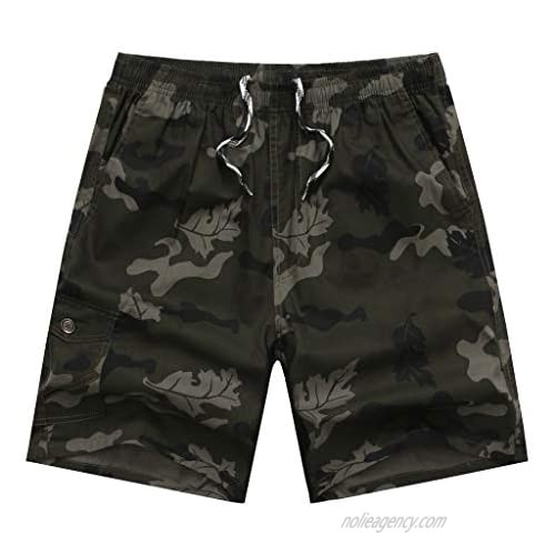 TOPUNDER Loose Camouflage Patchwork Shorts Men's Summer Outdoors Casual Overalls Pants