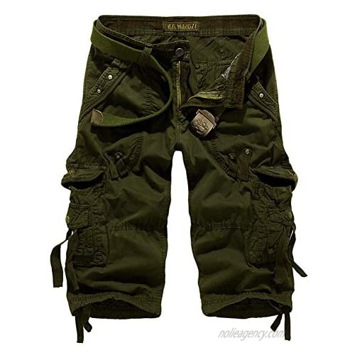 USTZFTBCL Cargo Shorts Men Casual Workout Military Men's Shorts Multi-Pocket Calf-Length Short Pants Men