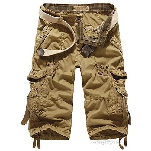 USTZFTBCL Cargo Shorts Men Casual Workout Military Men's Shorts Multi-Pocket Calf-Length Short Pants Men