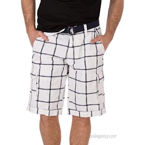 Weekend Warrior Plaid Cargo Short with 12" Inseam and 6 Pockets