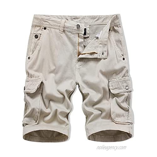 XIONG TAI Mens Stretch Cargo Shorts Relaxed Fit with Pockets Khaki Camo Camouflage Shorts Casual Work Shorts(A348 White 36)