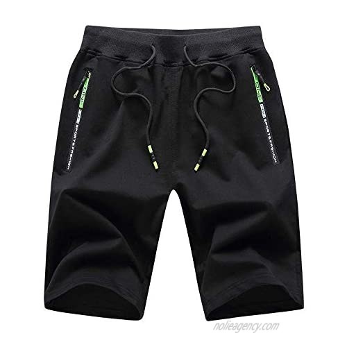 GUBIDIAO Men's Shorts Summer Casual Adjustable Drawstring Classic Beach Shorts with Elastic Waistband and Zipper Pockets