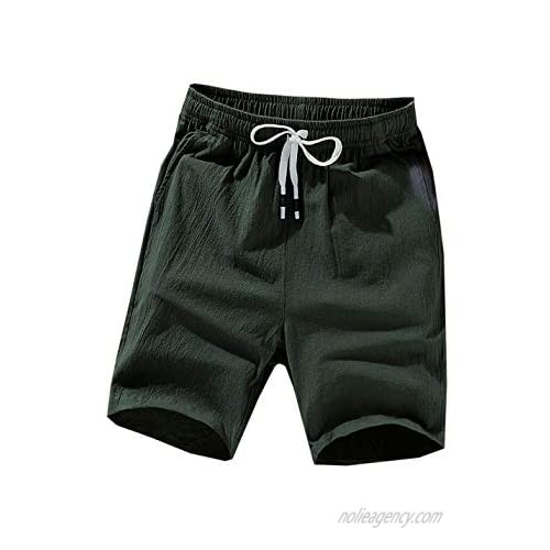 Lentta Men's Gym Shorts Elastic Waist Drawstring Beach Bermuda Shorts with Pockets