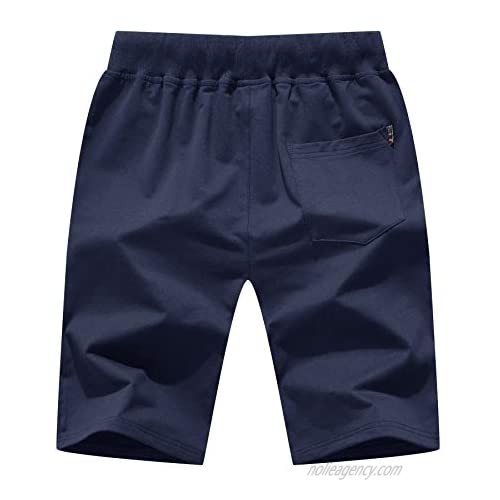 TOTNMC Men's Shorts Casual Classic Cotton Summer Shorts Drawstring Elastic Waistband Athletic Sweatpants