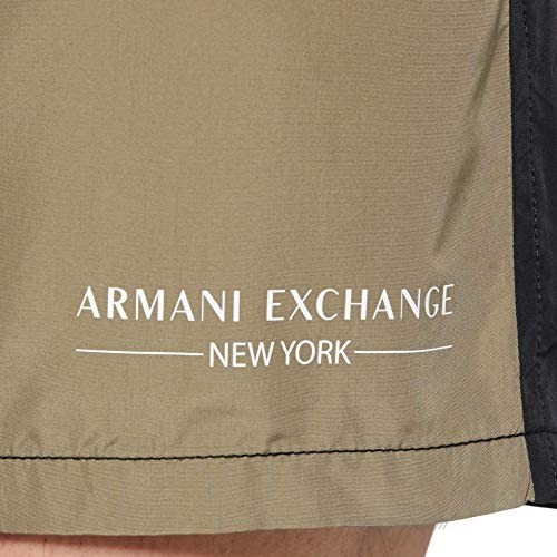 AX Armani Exchange Men's New York Logo Colorblock Drawstring Swim Trunk