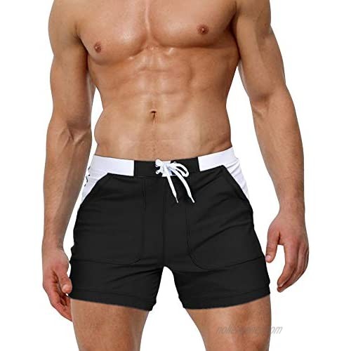 BIYLACLESEN Men's Swim Trunks with Mesh Lining Quick Dry Bathing Suits Board Shorts Summer Beach Shorts Pockets