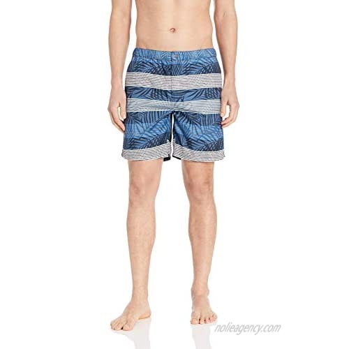 Cole Hersee Men's Printed Drawstring Swim Trunk with 6 Inch Inseam