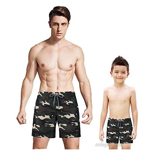 Father and Son Swim Trunks Family Matching Beachwear Swimsuits One-Piece Sandal Red Graphic with Pocket Mesh Lining