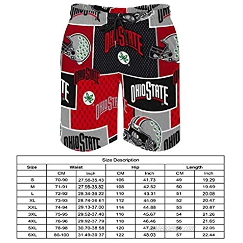 O-HIO State Mens Swim Trunks Shorts Swimsuit with Mesh Lining Pockets L