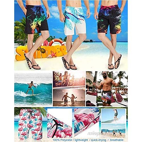 Octopus and Mermaid Men Swim Trunks Cool Quick Dry Surf Beach Shorts with Mesh Lining/Side Pockets