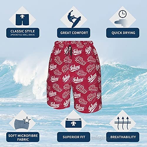 SIENNA& Men's Indiana Iu University Quick Dry Swim Trunks Beach Shorts with Pockets