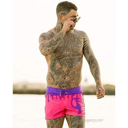 Tucann Mens Swim Trunks - Drip Series Beach Swimming Shorts - Quick Dry Printed Bathing Suits Swimwear with Pockets
