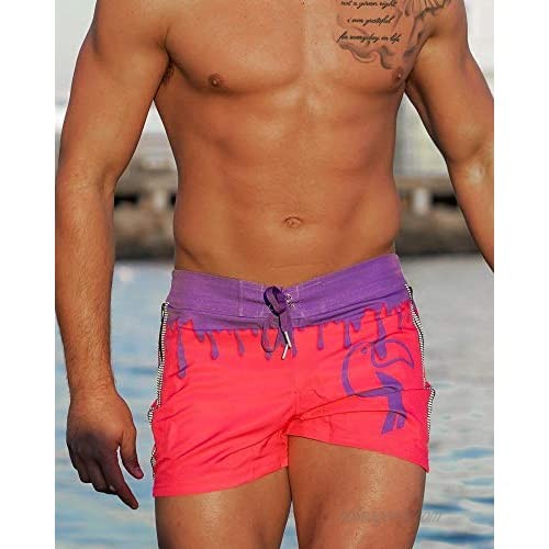 Tucann Mens Swim Trunks - Drip Series Beach Swimming Shorts - Quick Dry Printed Bathing Suits Swimwear with Pockets