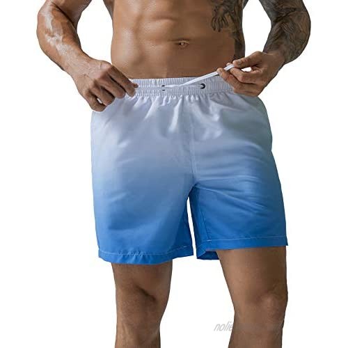 YENYEE Men's Swim Trunks Quick Dry Beach Shorts with Mesh Lining Gradient Blue