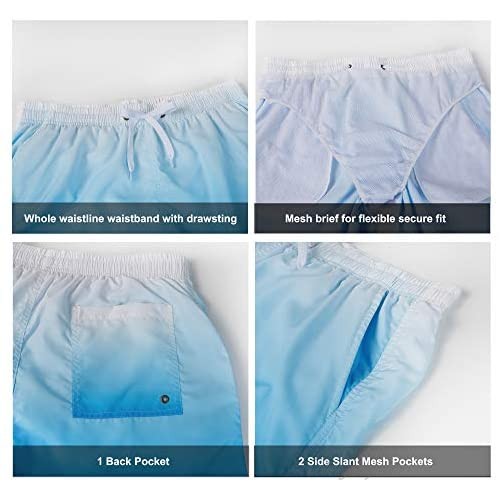 YENYEE Men's Swim Trunks Quick Dry Beach Shorts with Mesh Lining Gradient Blue