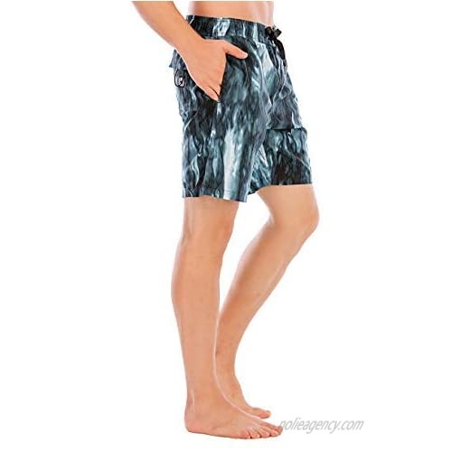 ADOREISM Men's Swim Trunks All Over Print Drawsting Beach Shorts Board Short Inner Mesh Lining with Pockets Quick Dry