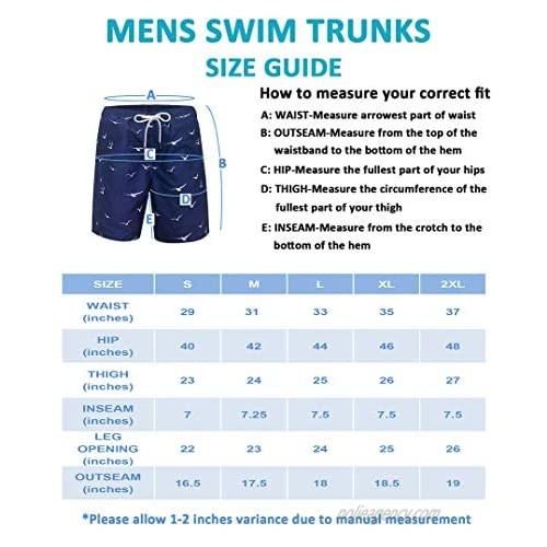 Benaive Mens Swim Trunks Shorts Quick Dry Board Shorts Mens Swimwear Casual/Lounge Beach Shorts with Mesh Lining