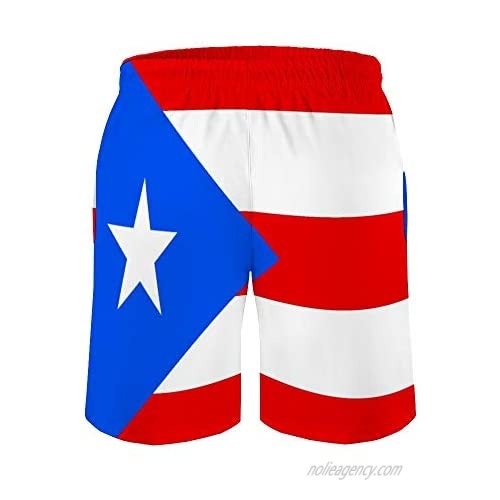 Huayuanhurug Custom Men's Puerto Rico Flag Caribbean Swim Trunks Summer Surfing Beach Shorts Board Pants Quick Dry with Pockets