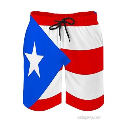 Huayuanhurug Custom Men's Puerto Rico Flag Caribbean Swim Trunks Summer Surfing Beach Shorts Board Pants Quick Dry with Pockets